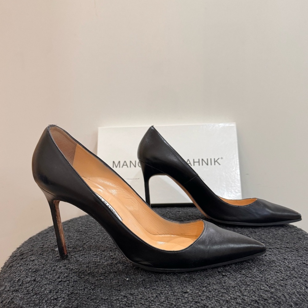 Manolo Blahnik BB pump, black leather 105mm